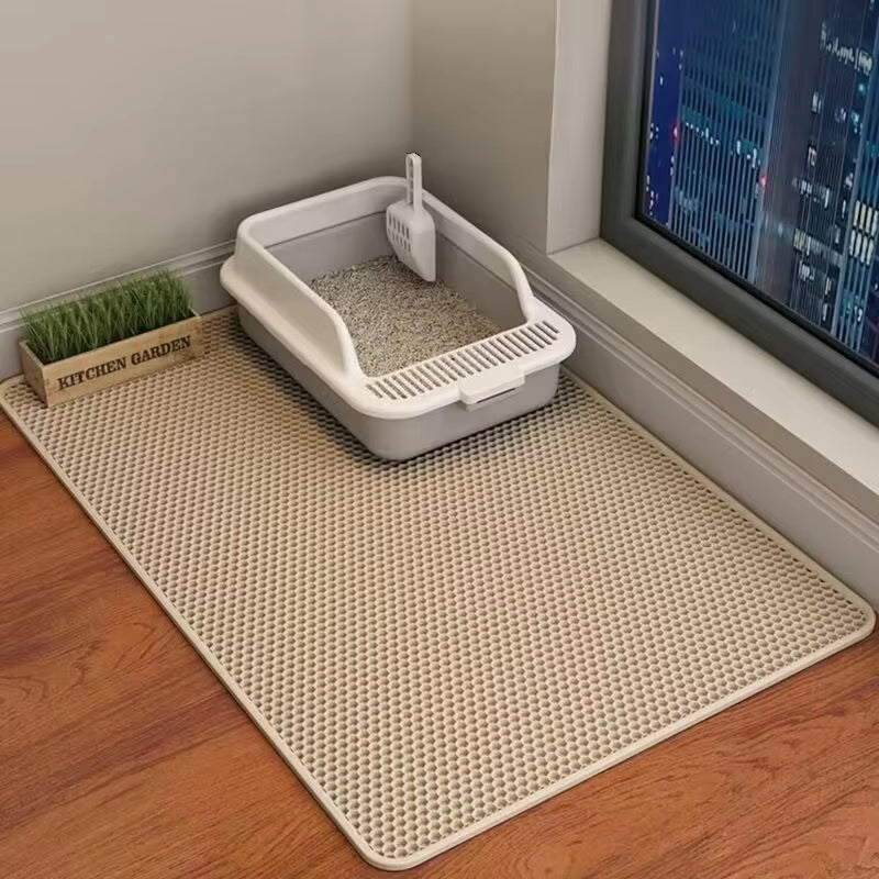 60CM x 90CM Waterproof Double Layer Cat Litter Mat - Non-Slip, Washable Pet Toilet Mat for Easy Cleaning