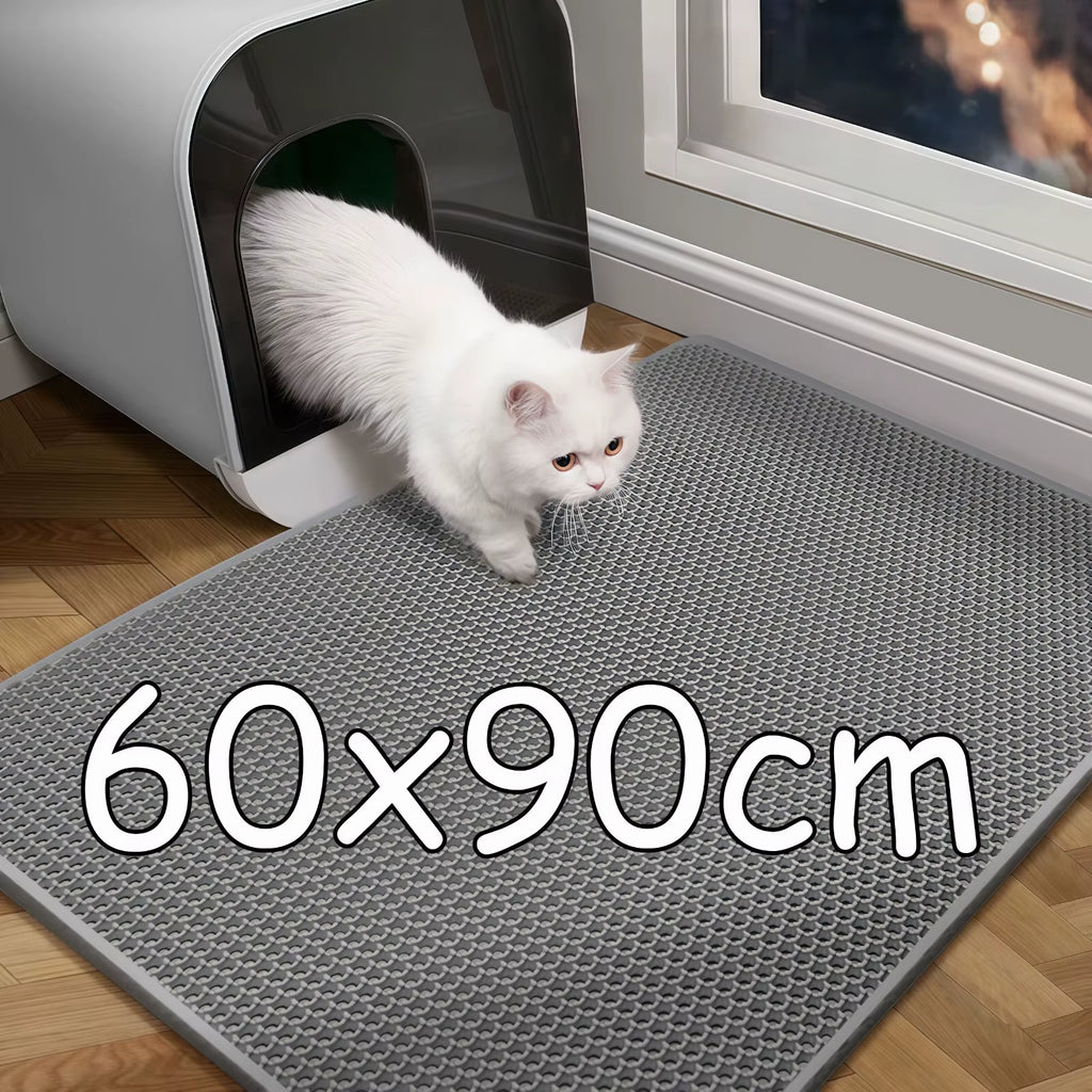 60CM x 90CM Waterproof Double Layer Cat Litter Mat - Non-Slip, Washable Pet Toilet Mat for Easy Cleaning