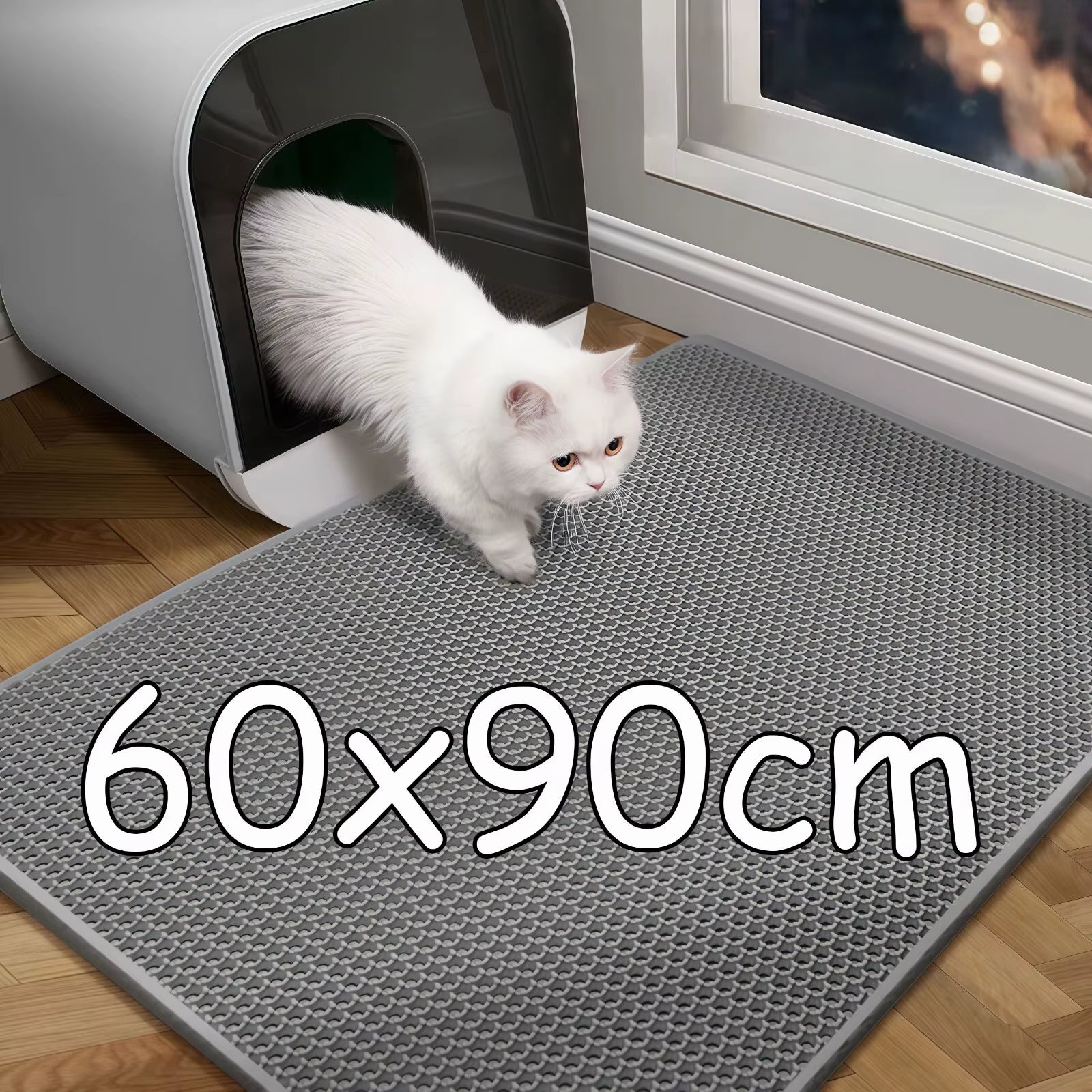 60CM x 90CM Waterproof Double Layer Cat Litter Mat - Non-Slip, Washable Pet Toilet Mat for Easy Cleaning