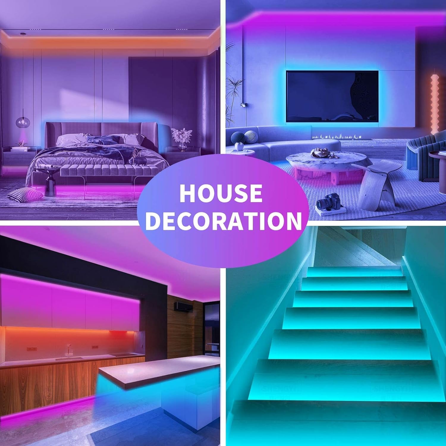 100Ft Led Strip Lights RGB Music Sync Color Changing Bluetooth Led Lights with Smart App Control Remote Led Lights for Bedroom Room Lighting Flexible Home Décor